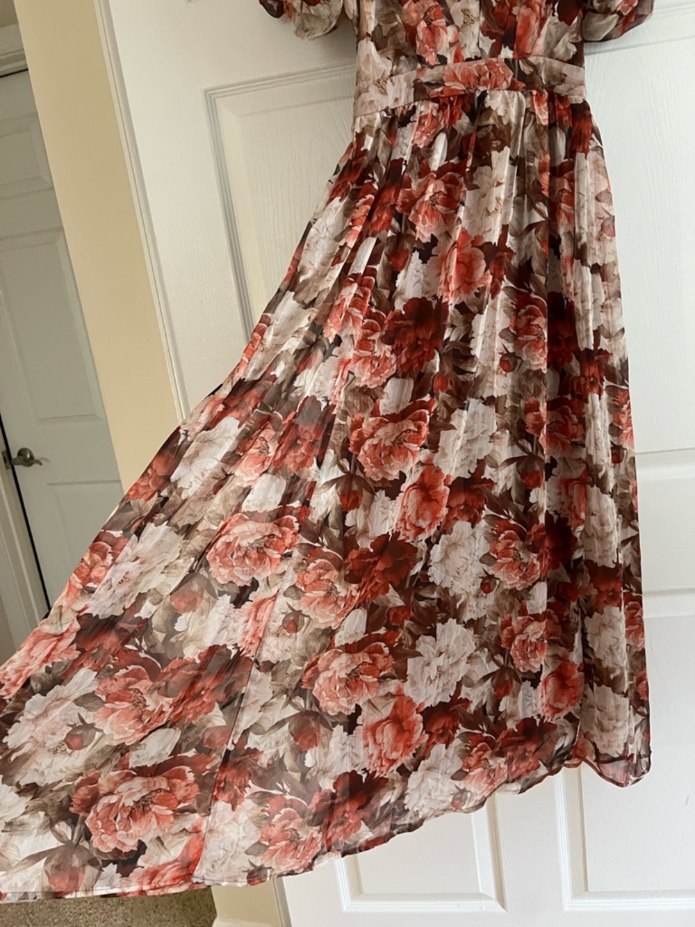 BaeVely Lane 201 Rustic Romance Brown Tan Floral Cottagecore Midi Dress Medium - Picture 6 of 9